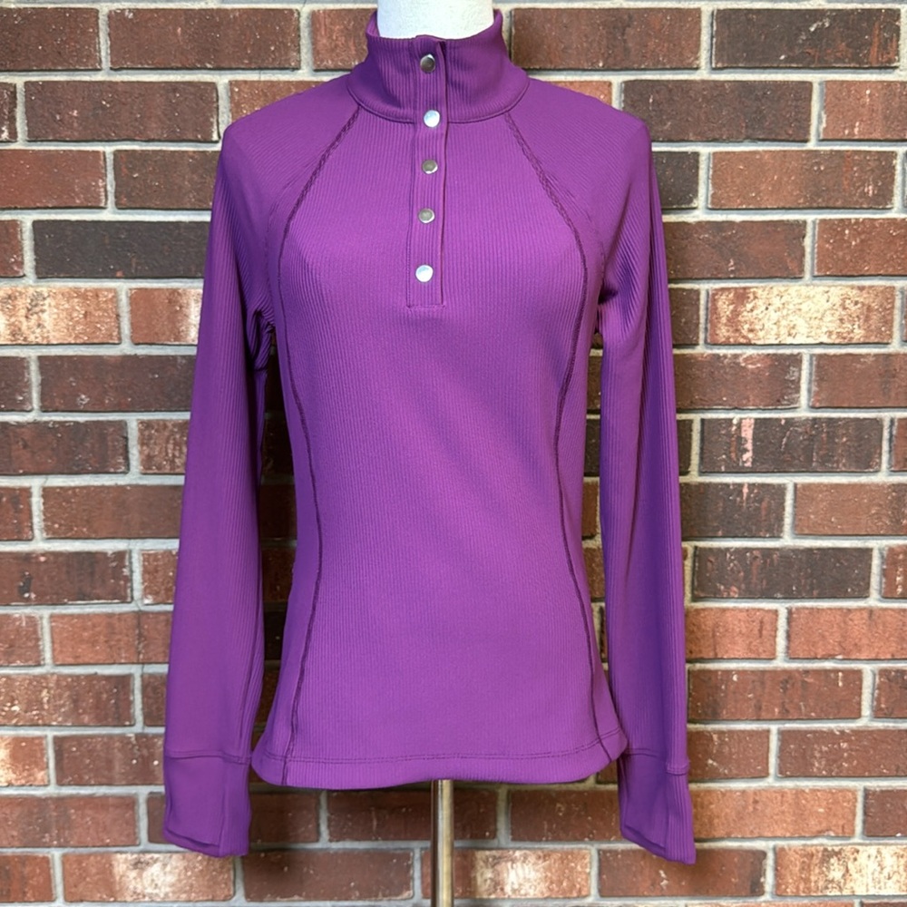 Athleta Purple Salutation Henley Top Size Small